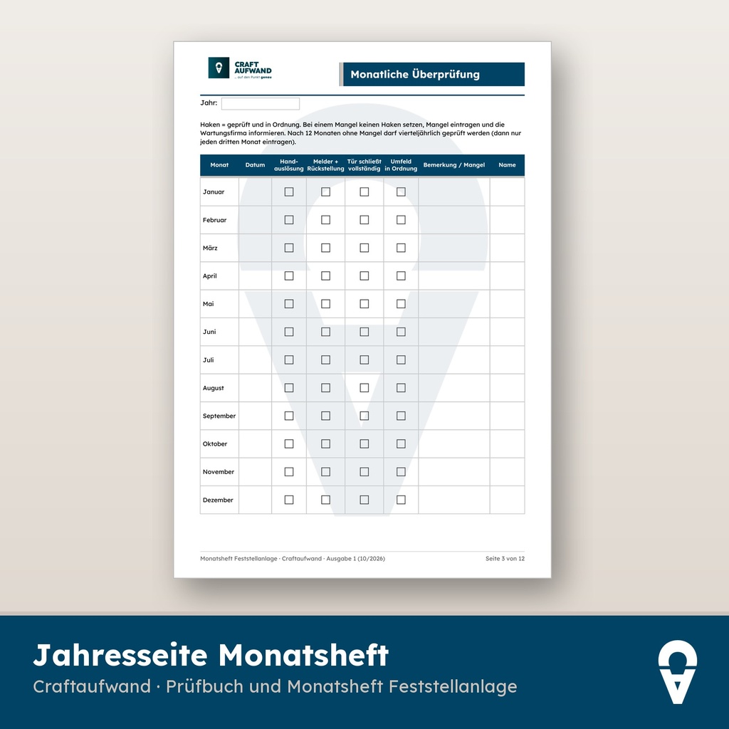 Monatsheft Jahresseite