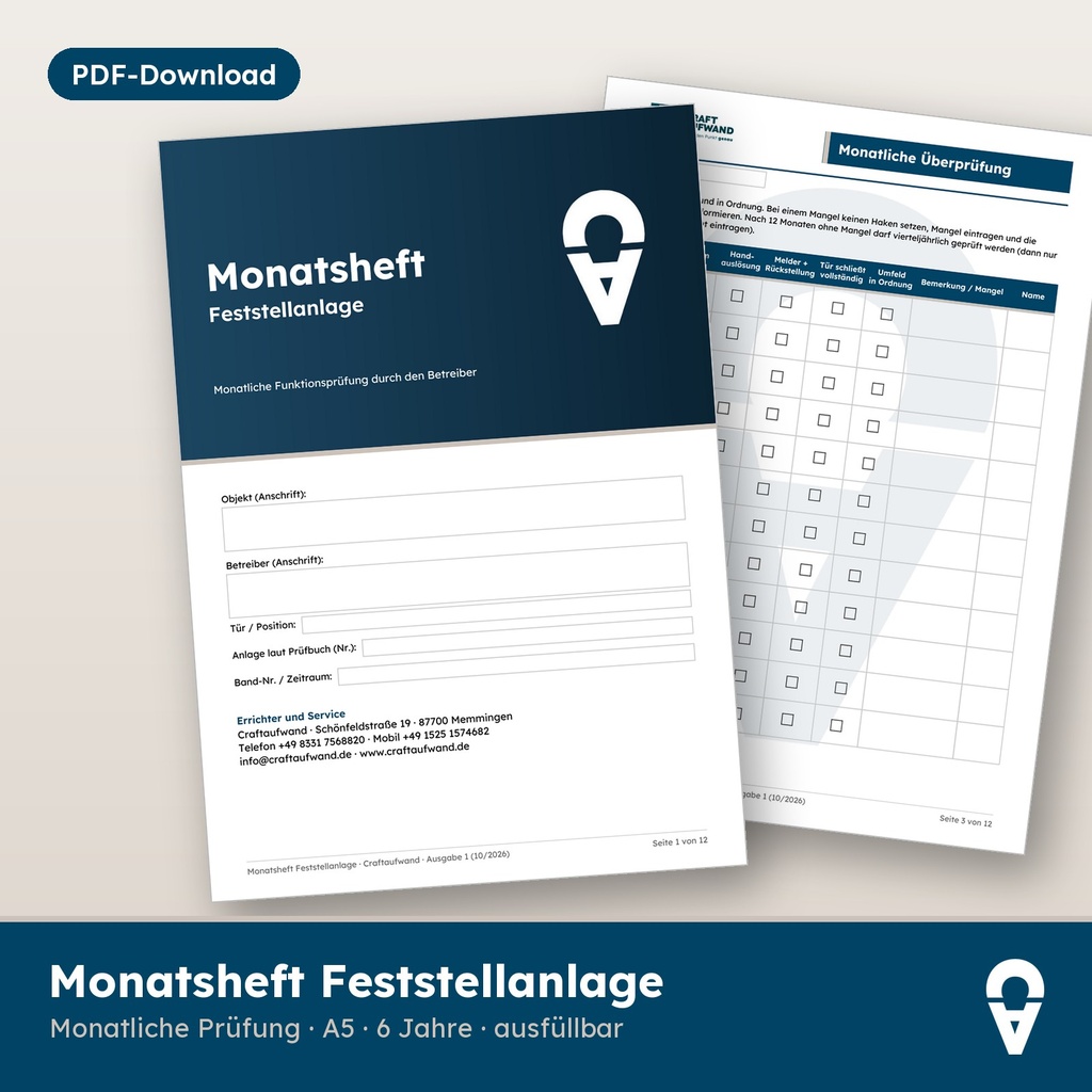 Monatsheft Feststellanlage (PDF-Download)