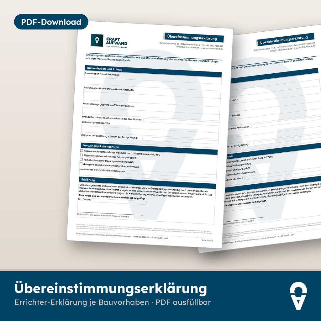 Declaration of conformity by the installer (PDF)